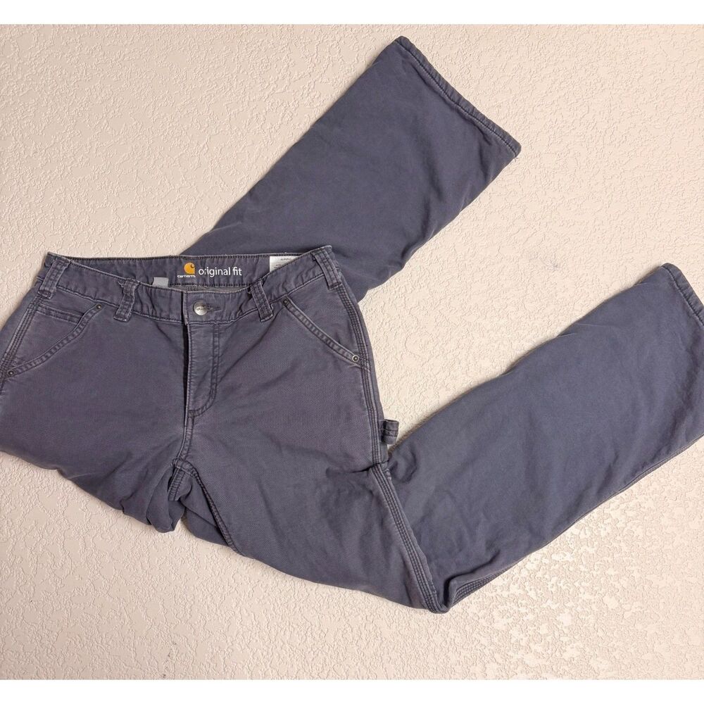 Carhartt Original Fit Fleece Lined Work Pants Purple Size 4 Regular